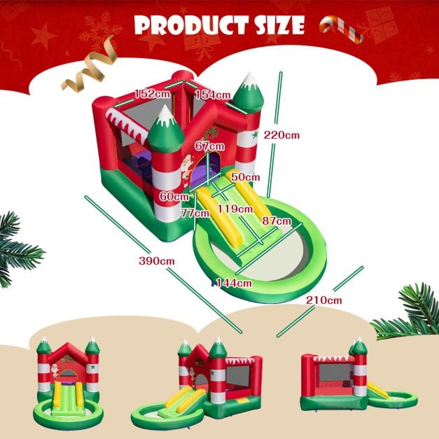 Christmas Themed Kids Inflatable Bounce House with Slide without Blower