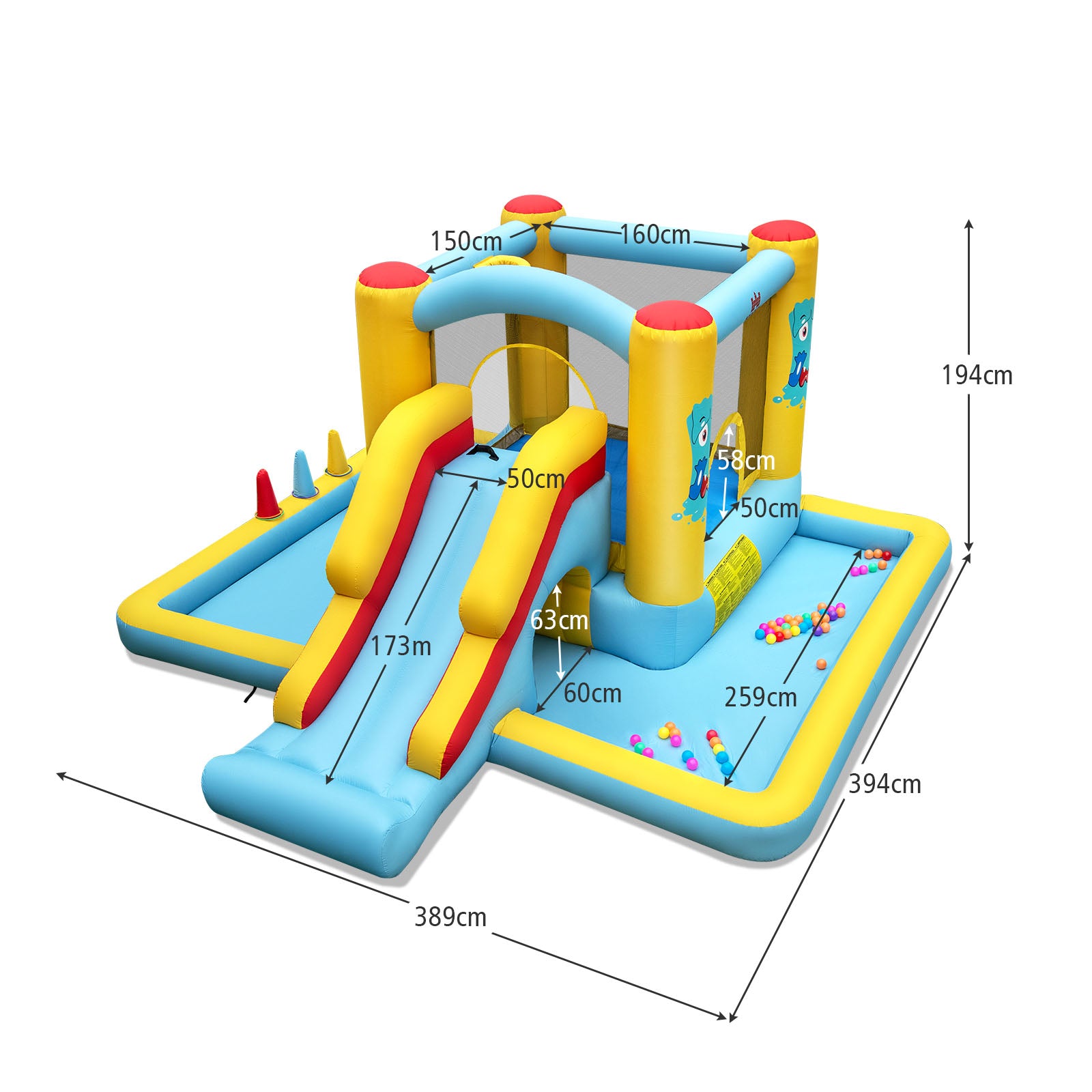 Inflatable Bouncy Castle with Slide and Tunnel without Blower