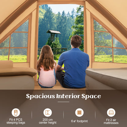 4-6 People Inflatable Camping Tent for Family Camping-Beige