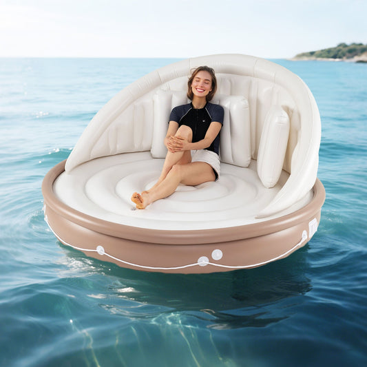 Inflatable Pool Float with Detachable Sunshade Canopy