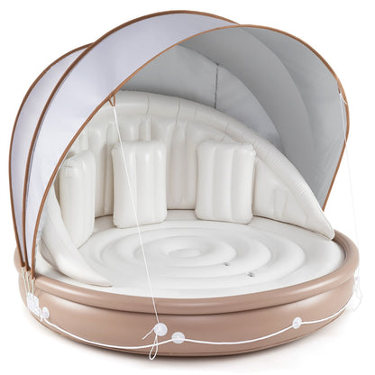 Inflatable Pool Float with Detachable Sunshade Canopy