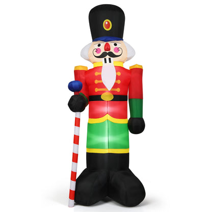 2.4M Inflatable Christmas Nutcracker Soldier with 3 LED Lights and Candy Scepter