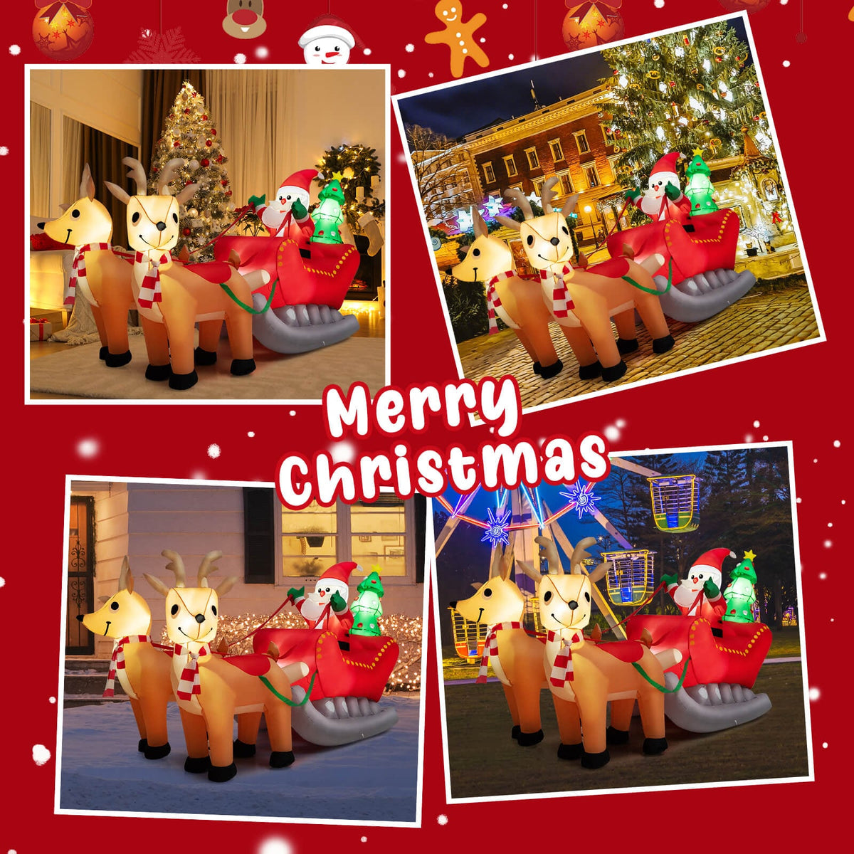 Inflatable Christmas Santa Claus with LED Lights and Blower