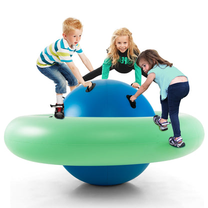 Inflatable Dome Rocker Bouncer for Kids with 6 Built-in Handles-Blue