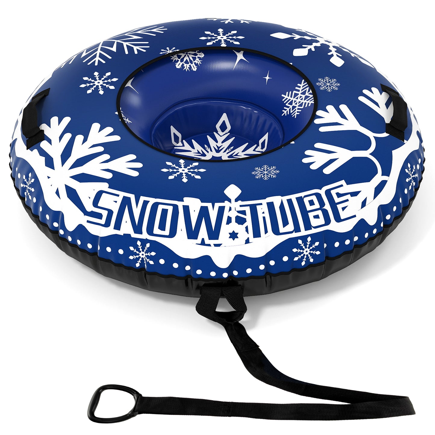 Inflatable Snow Tube Heavy-duty Snow Sledding Tube with Detachable Tow Strap-Blue
