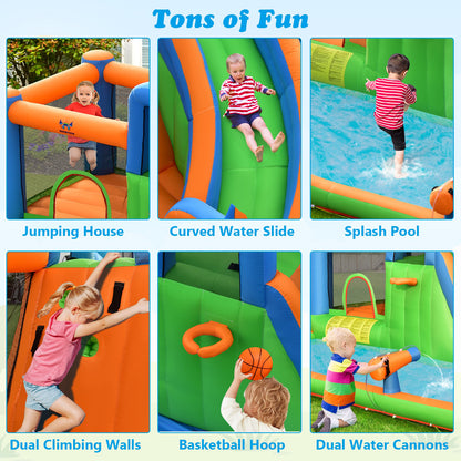 6 in 1 Inflatable Water Slide Kids Water Park for Lawn Yard (without Blower)