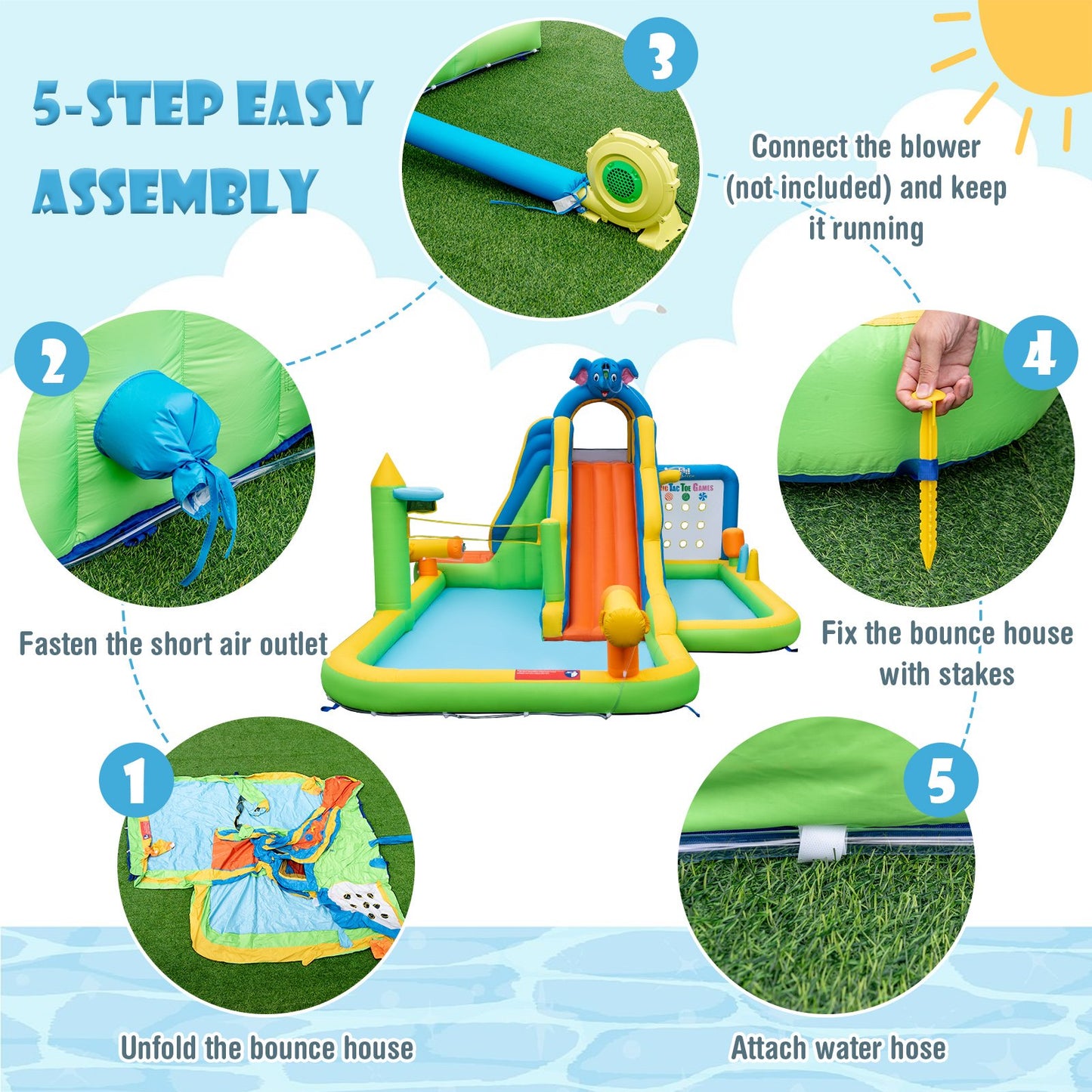 Inflatable Water Slide Giant Water Park for Kids Backyard Fun
