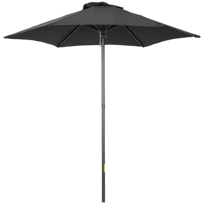 Outsunny Parasol Umbrella 2m Patio Outdoor Sun Shade with 6 Sturdy Ribs for Balcony, Bench, Garden, Black