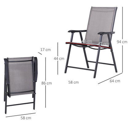 Outsunny Set of Four Folding Garden Chairs - Grey