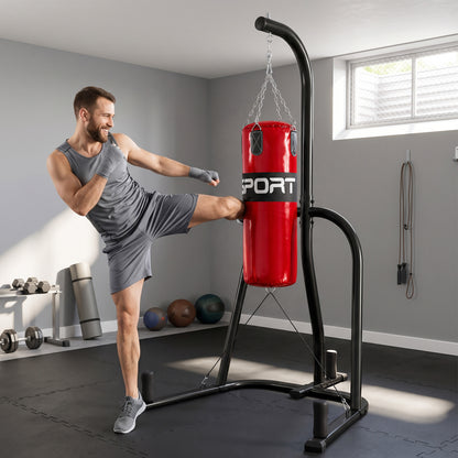 SPORTNOW Punching Bag with Stand for Adults, Freestanding Boxing Stand with Heavy Bag and Weight Plate Storage, Red