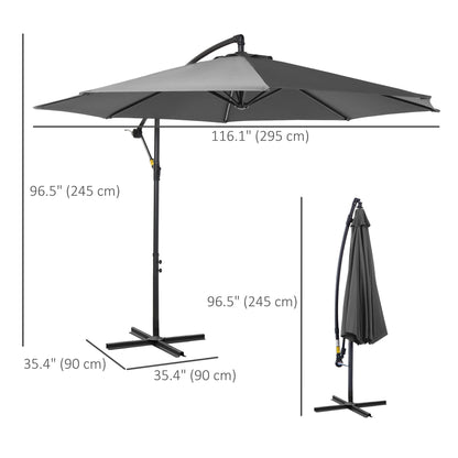 Outsunny Cantilever Umbrella Parasol wiszący Banana Steel Dark Grey 3M Patio