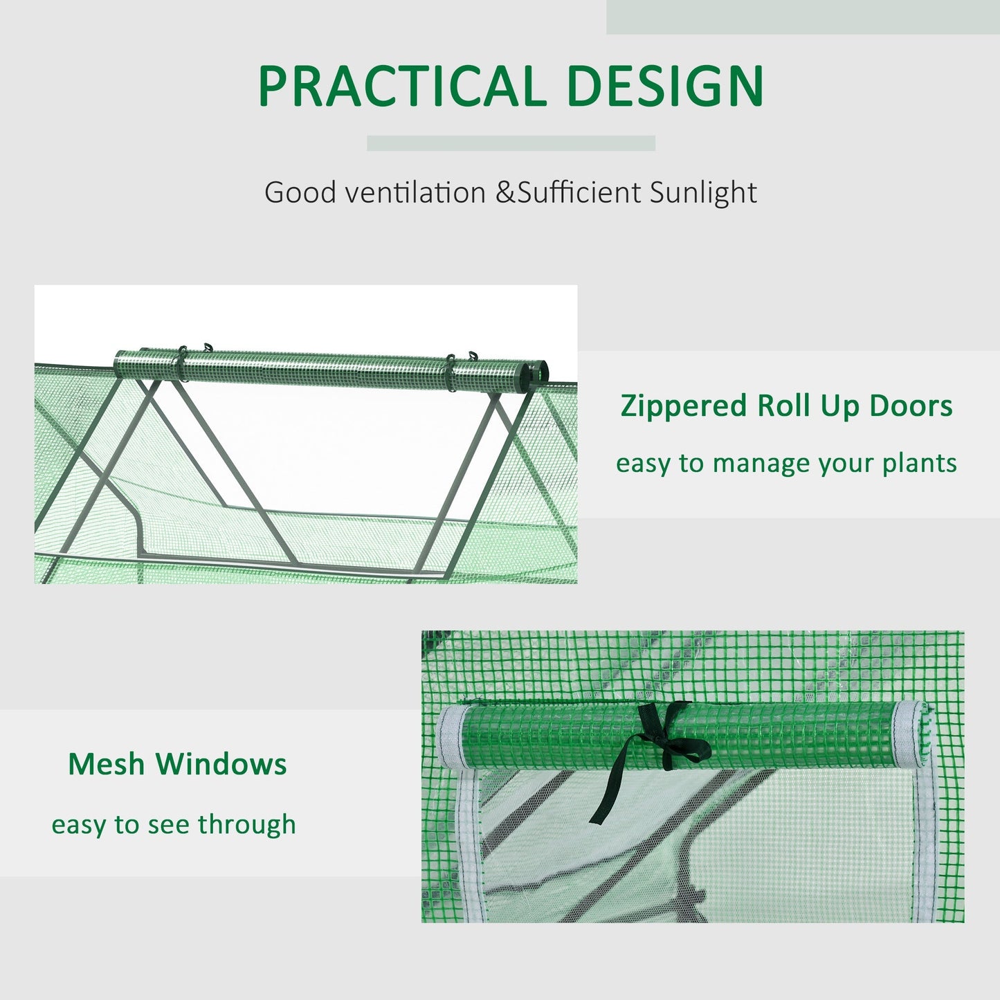 Outsunny Mini Greenhouse، دفيئة حديقة صغيرة محمولة مع نوافذ وأبواب مضغوطة، 180 × 140 × 80 سم، أخضر داكن