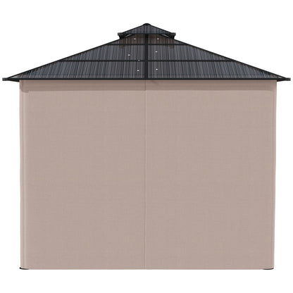 Outsunny 3 x 3 (m) Outdoor Polycarbonate Gazebo, Double√Ç Roof Hard Top Gazebo with√Ç Galvanised Steel Frame, Nettings√Ç &√Ç Curtains for Garden, Lawn, Patio and Deck, Khaki