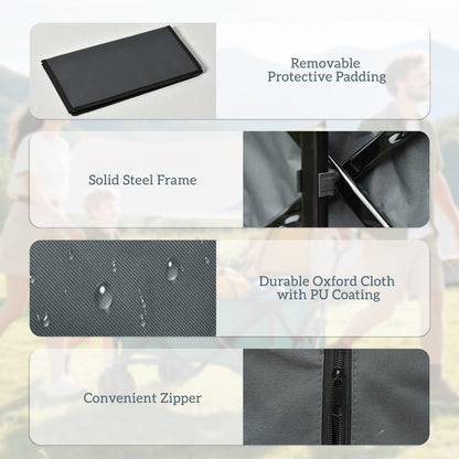 Outsunny Outdoor Pull Along Cart Folding Cargo Wagon Trailer Trolley for Beach Garden with Handle, Anti-Slip Wheel - Dark Grey