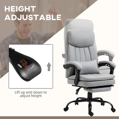 Vinsetto Office Chair, Ergonomic Desk Chair with 6-Point Vibration Massage and Lumbar Heating, Computer Chair with Lumbar Support Pillow, 155¡ Reclining Back and Footrest, Grey