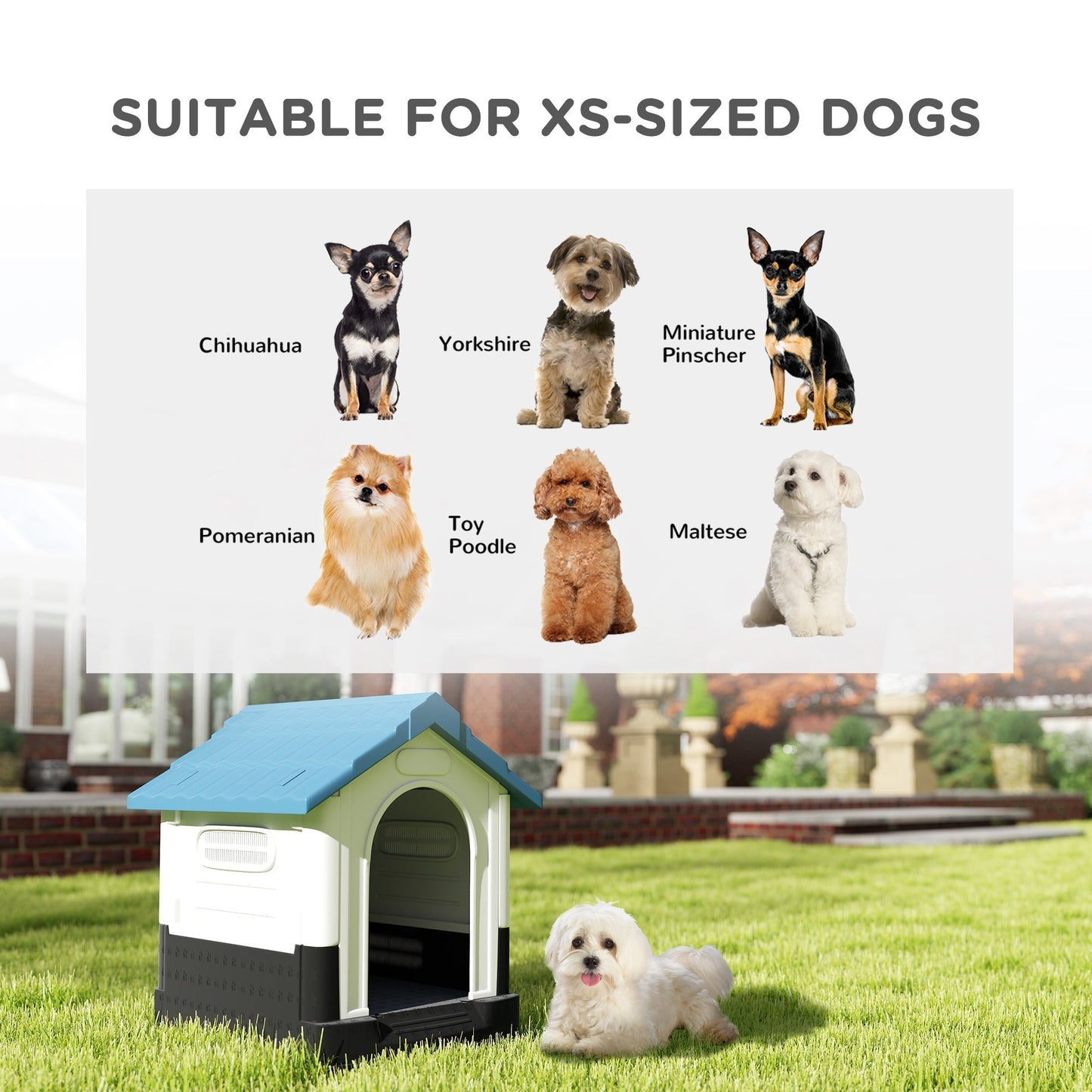 PawHut Outside Dog Kennel House, for Miniature Dogs, 64.5 x 57 x 66cm
