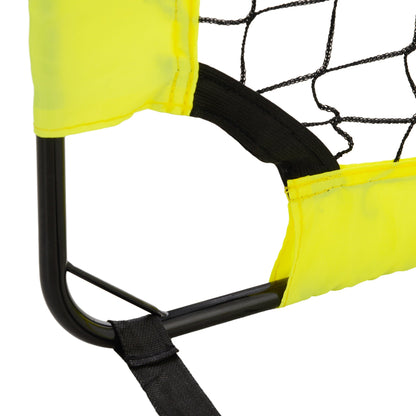 HOMCOM Set of 2 Football Goal Net 6 x 3 ft Foldable Outdoor Sport Training Teens Adults Football with Carrying Bag Yellow