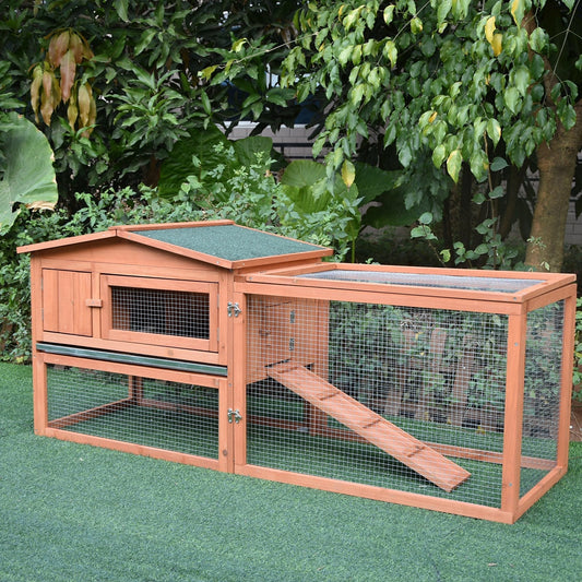 Pawhut 2 Floor Wooden Rabbit Hutch Bunny Cage House Chicken Coop Outdoor Garden Backyard 158 x 58 x 68 cm