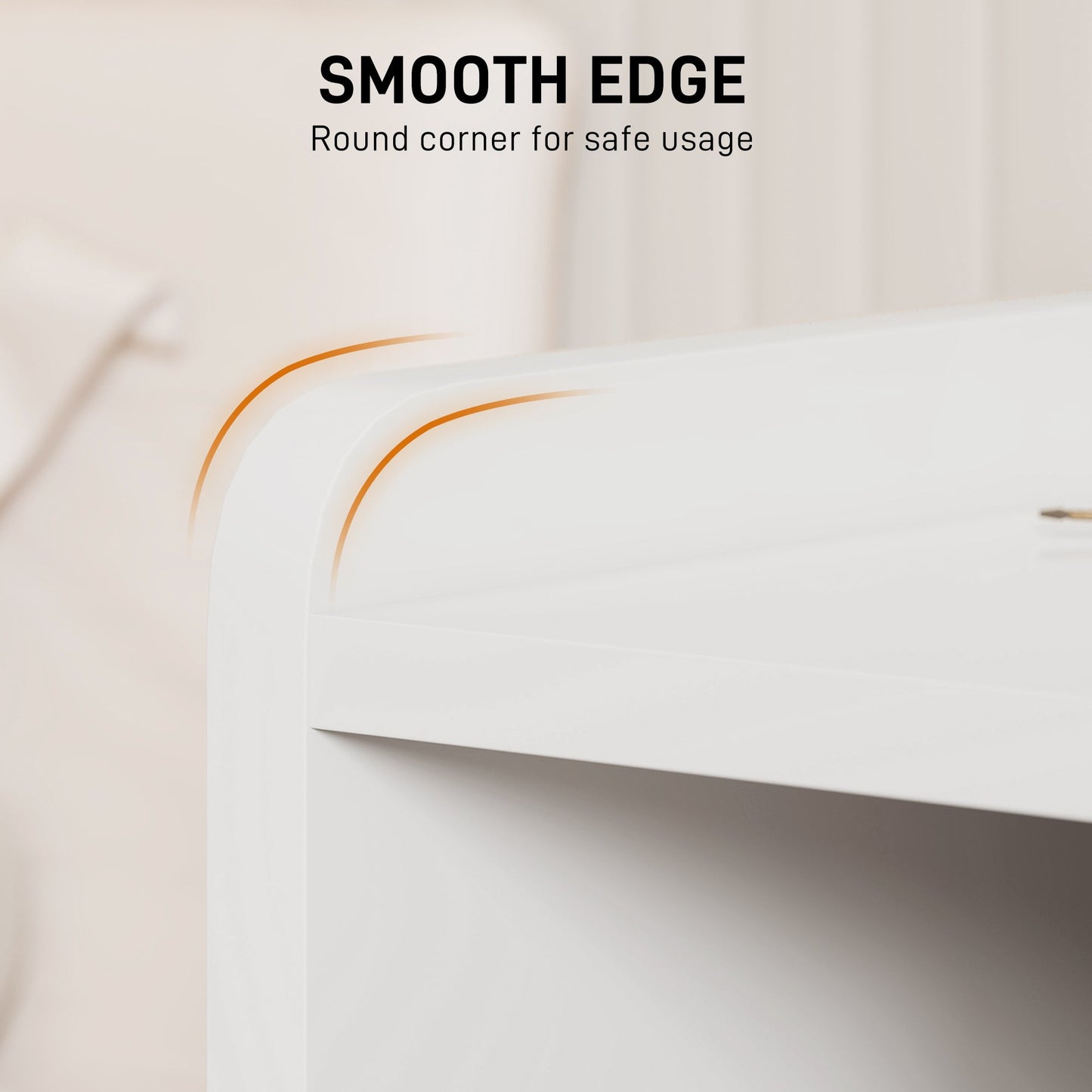 HOMCOM Bedside Table with 2 Drawers and Open Shelves - High Gloss White