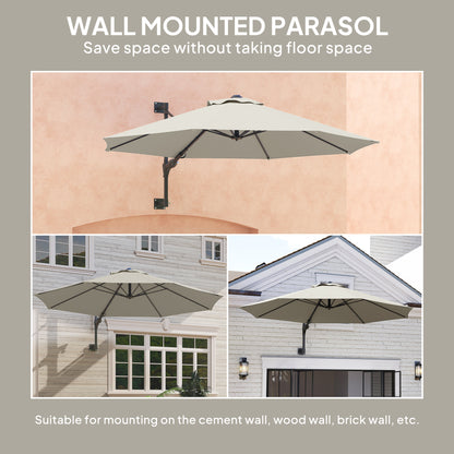 Outsunny 3(m) Parasol ścienny z uchwytem - jasnoszary