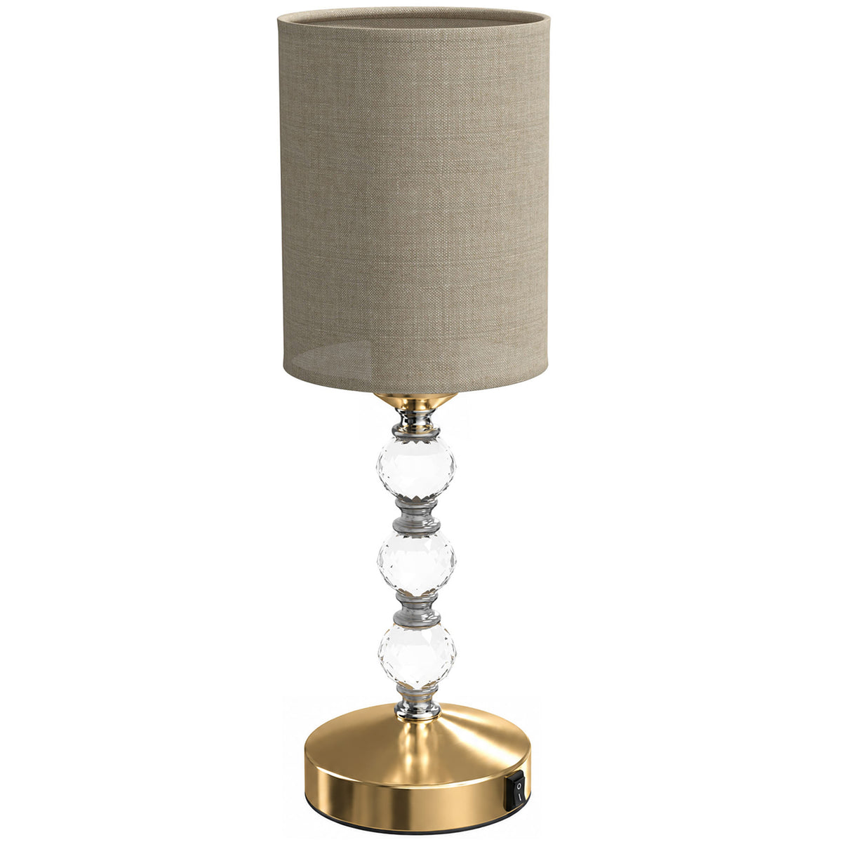HOMCOM Bedside Lamp, Modern Crystal Decoration Table Lamp with PVC shade, USB A+C Charging Ports, Bulb Not Included, Gold Tone