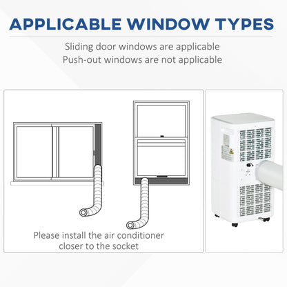 HOMCOM 4-In-1 7000 BTU Mobile Air Conditioner for Room up to 15m², Portable AC Unit for Cooling Dehumidifying Ventilating Fan, with Remote, 24H Timer, Window Kit, R290, A Energy Efficiency