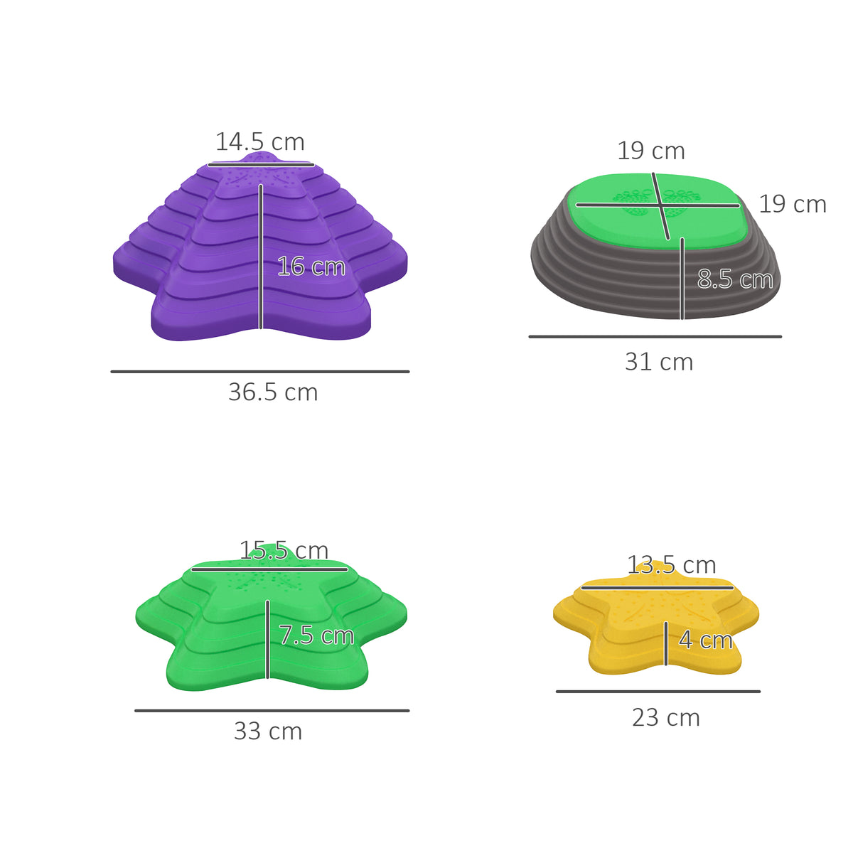 ZONEKIZ Stepping Stones Kids, 11 Pieces Balance Stones for Obstacle Course, Stackable Non-Slip Starfish Shape, Sensory Toys for Balance and Motor Skills Indoors, Outdoors