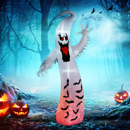 Outsunny 11.8FT Tall Halloween Inflatable Spooky Ghost, Blow Up Outdoor Halloween Decoration with Build-in LEDs and Rotating Light for Garden, Lawn, Party