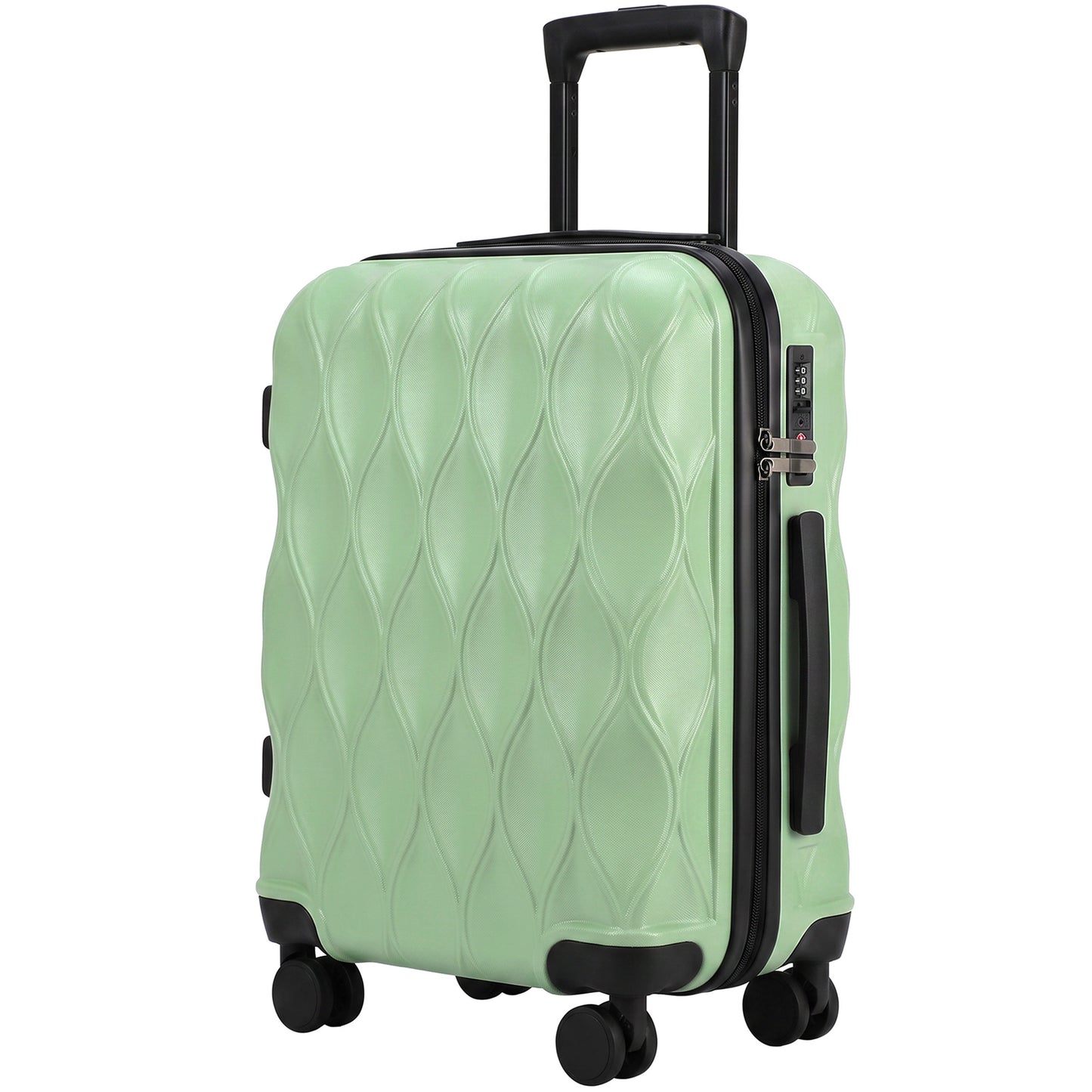 HOMCOM 22Inch 56cm Suitcase, ABS Hard Shell Carry On Luggage with TSA Lock, Spinner Wheels, Telescopic Handle, Green