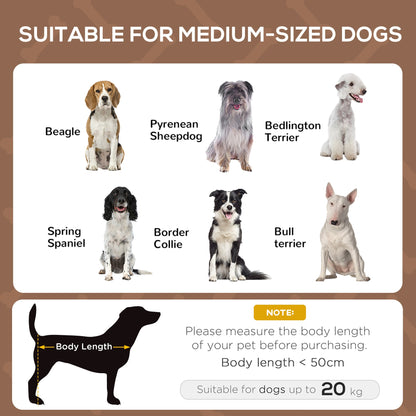 PawHut Raised Dog Bed Waterproof Elevated Pet Cot with Breathable Mesh UV Protection Canopy Brown, for Medium Dogs, 76 x 61 x 73cm