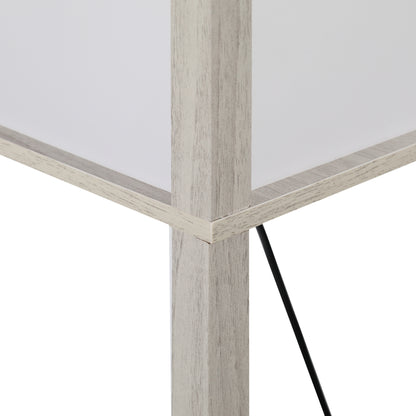 HOMCOM 3-Tier Floor Lamp, Floor Light with Storage Shelf, Reading Standing Lamp with Acrylic Shade for Living Room, Bedroom, Kitchen, Dining Room, Office, Dorm, 160cm, Oak