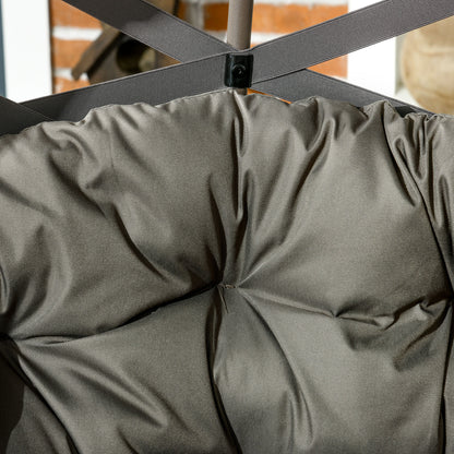 Fotel ogrodowy Outsunny 2-osobowy Egg Chair Outdoor, składany, pleciony, z poduszką i kieszeniami na kubki – piaskowo-brązowy