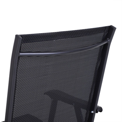 Outsunny Steel Frame Set of 2 Foldable Outdoor Garden Chairs Black