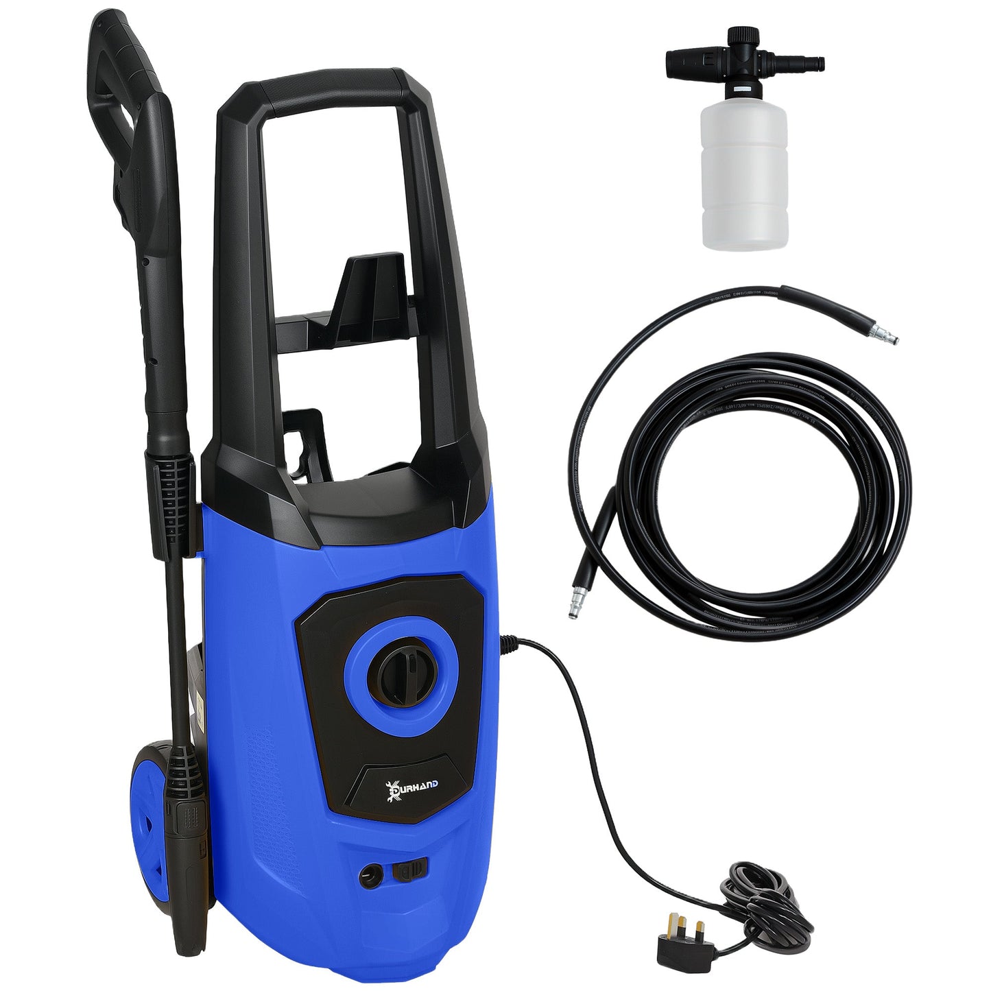 DURHAND 1800W High√Ç Pressure√Ç Washer, 150 Bar Pressure, 510 L/h Flow, High-Performance Portable Power Jet Wash Cleaner Blue