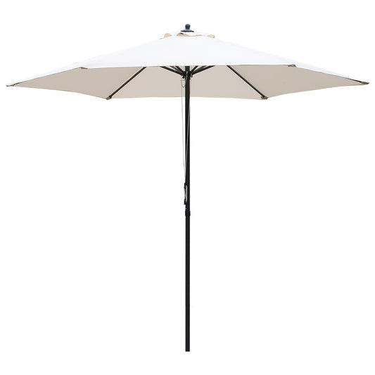 Outsunny 2.8m Garden Parasol Umbrella, Round Outdoor Market Table Umbrella, Parasol Patio Umbrella, 6 Ribs Manual Push, Sun Shade Canopy, Off-White