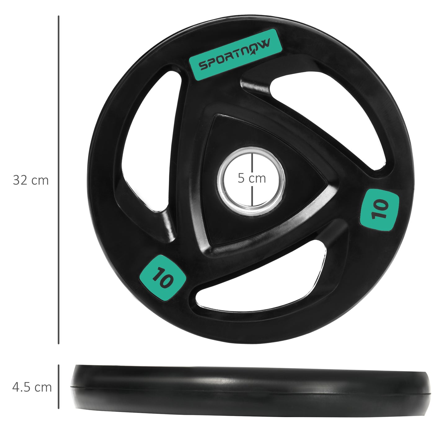 Zestaw sztangi SPORTNOW 2 x 10 kg, powlekane gumą obciążenia Tri-Grip z otworami 2" x 5 cm, do użytku w domu, na siłowni, do podnoszenia ciężarów i treningu siłowego