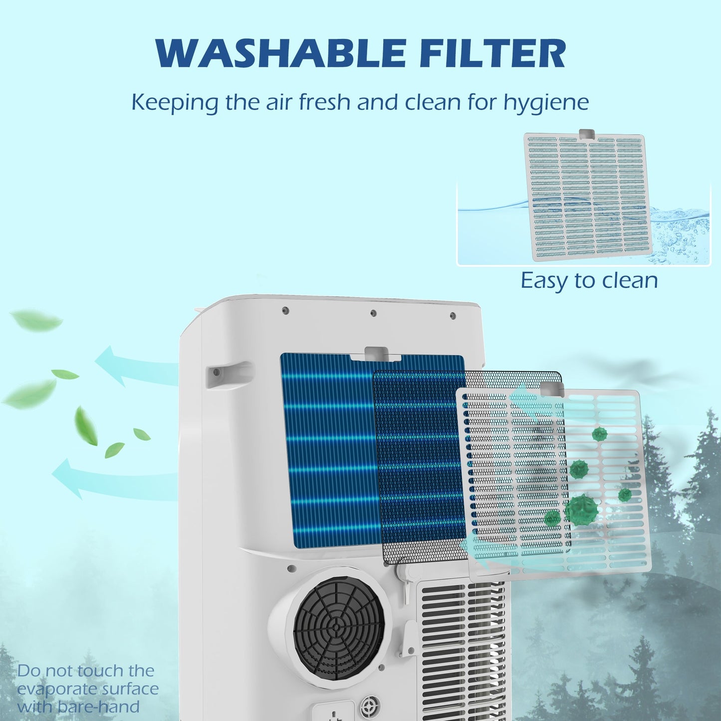 14,000 BTU Mobile Air Conditioner, 35m², Smart Home WiFi, with Dehumidifier, Fan, 24H Timer, Window Kit, White