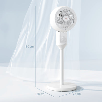 HOMCOM 9" Pedestal Fan, 70 Oscillation 90 Vertical Tilt Oscillating Air Circulator with 3 Speeds, Standing Fan for Home Office, Bedroom, White