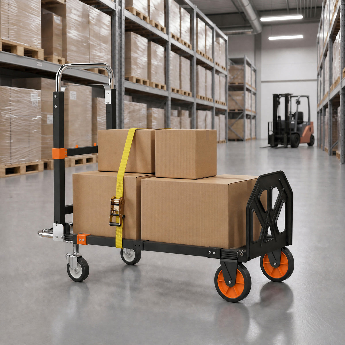 HOMCOM 2-in-1 Folding Sack Truck & Platform Trolley, Heavy Duty 220kg/120kg Hand Truck with Adjustable Platform & Handle