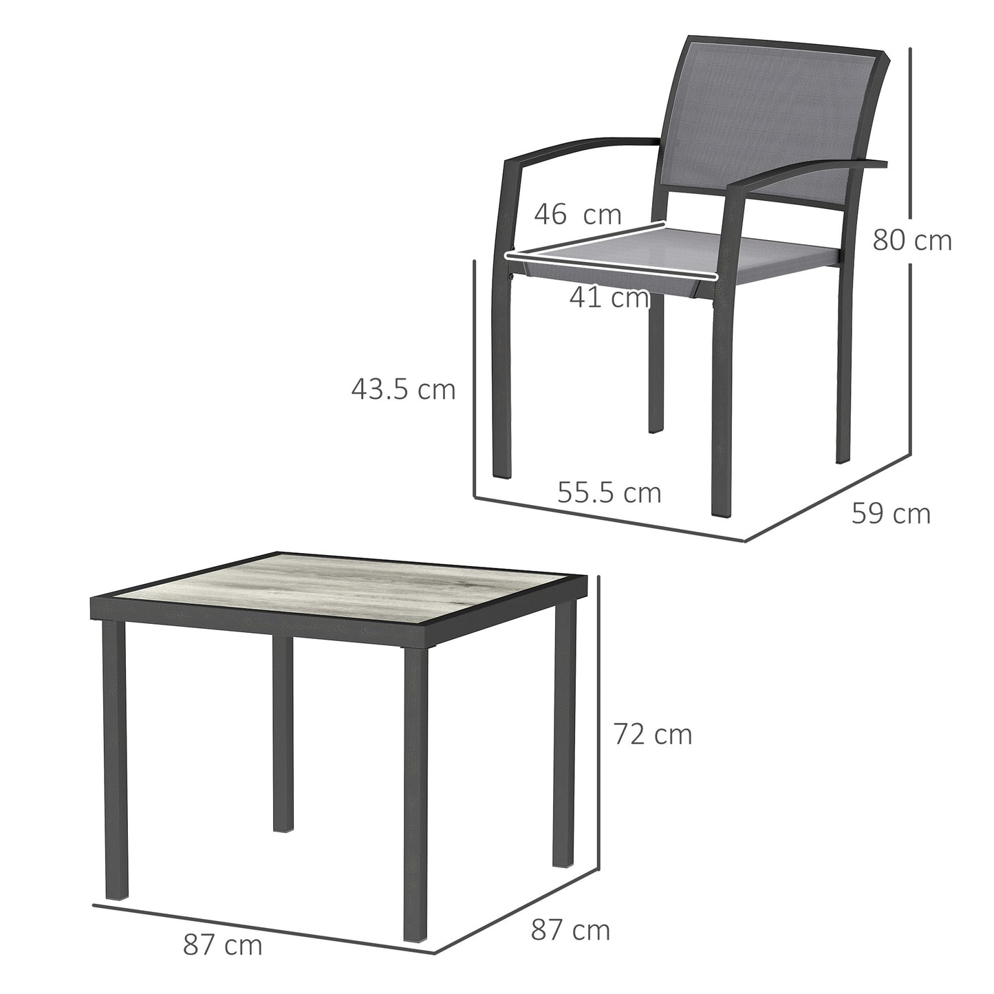 Outsunny Five-Piece Outdoor Garden Dining Set - Grey