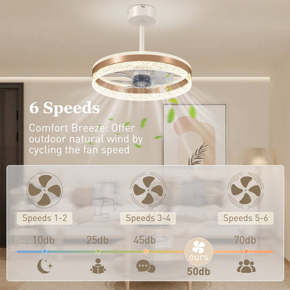 HOMCOM Ceiling Fan with LED Light and Remote - Gold Tone