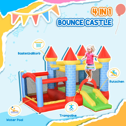 Outsunny Kids Bounce Castle Inflatable Trampoline Slide Pool Basket for Kids Age 3-10, 3 x 2.75 x 2.1m