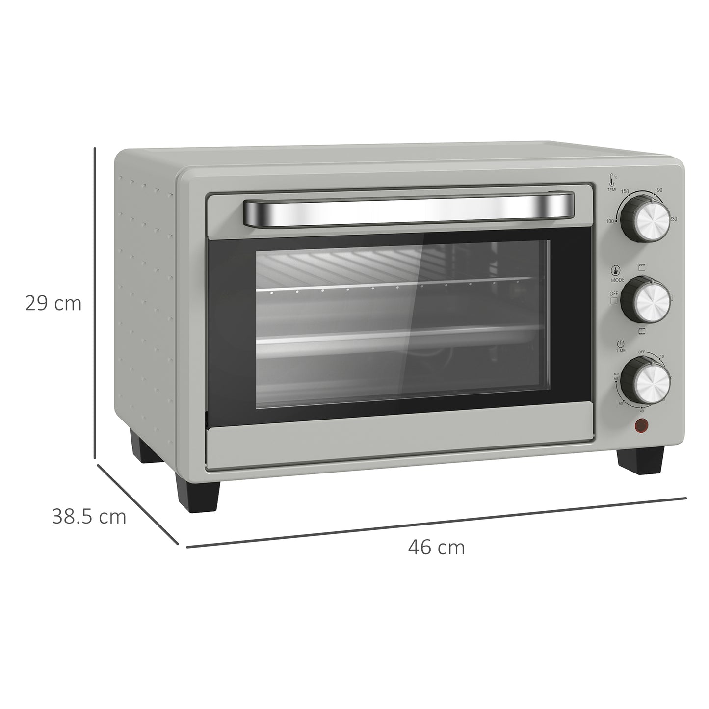 HOMCOM 21L Mini Piekarnik Blatowy, 100√Ç¬∞C-230√Ç¬∞C Regulowana Temperatura - Srebrny Tone