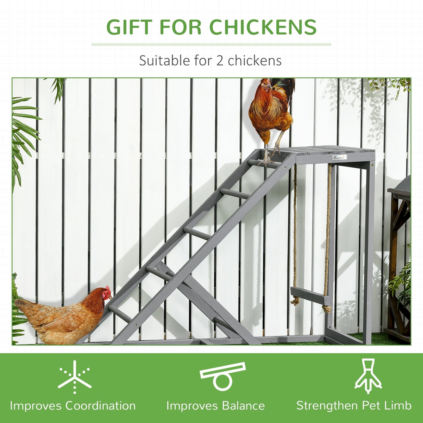 PawHut Walk In Chicken Run Galvanised Coop With Activity Shelf, Outdoor Hen Poultry House Cage Rabbit Hutch  2.8 x 1.9 x 2m