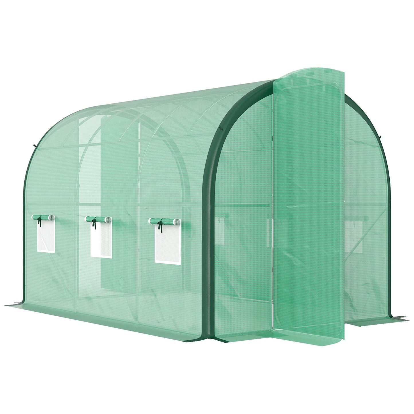 Outsunny 3 x 2(m) Polytunnel Greenhouse, with Windows and Doors - Green