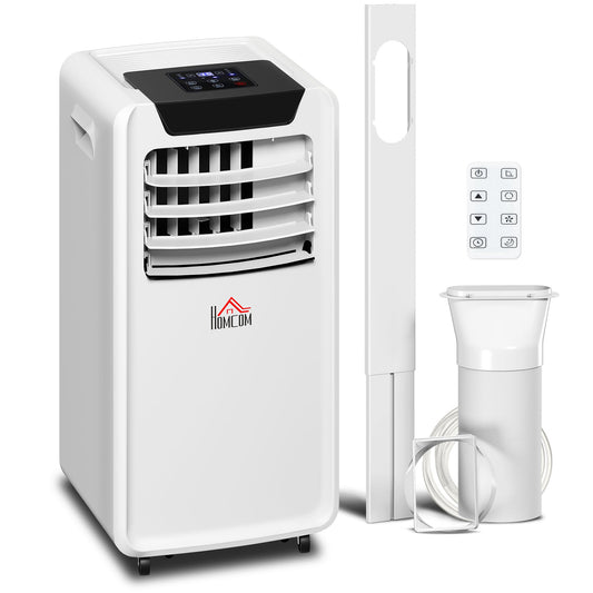 HOMCOM 10000 BTU Air Conditioning Unit, 3-in-1 Portable Air Conditioner, Dehumidifier, Cooling Fan with Remote Control, LED Display, 2 Speeds, 24H Timer, Window Venting Kit, 30mÂ²