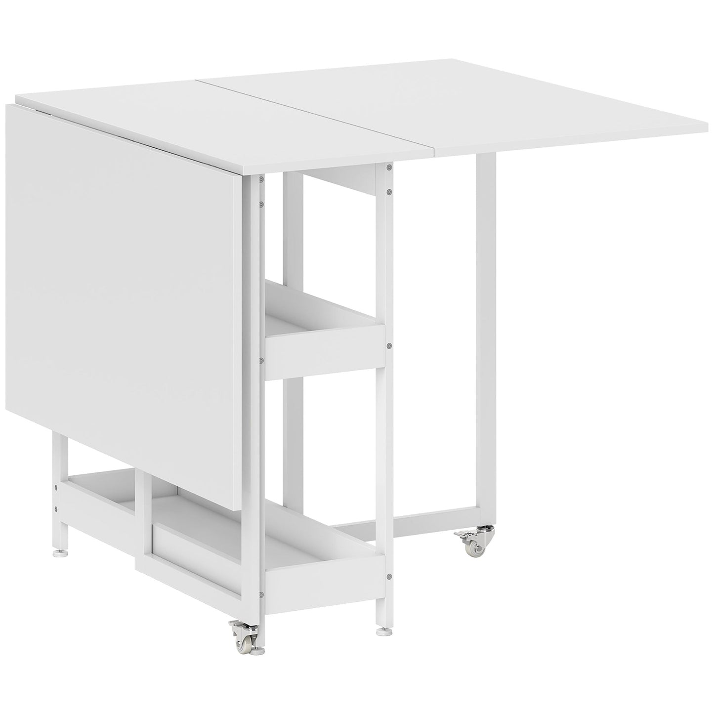 HOMCOM Four-Person Drop Leaf Table - White