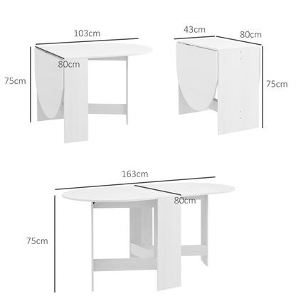 HOMCOM Folding Dining Table, Drop Leaf Table for Small Spaces, Oval Tabletop for Dining Room, Ash Wood-Effect