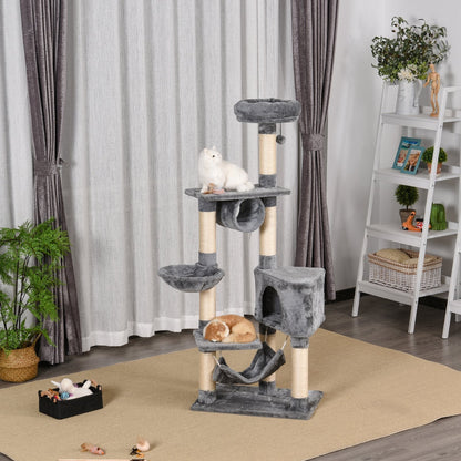 PawHut Cat Tree Condo Tower Multi-level Height 150CM  Kittens Activity Stand House with Toys & Various Scratching Posts