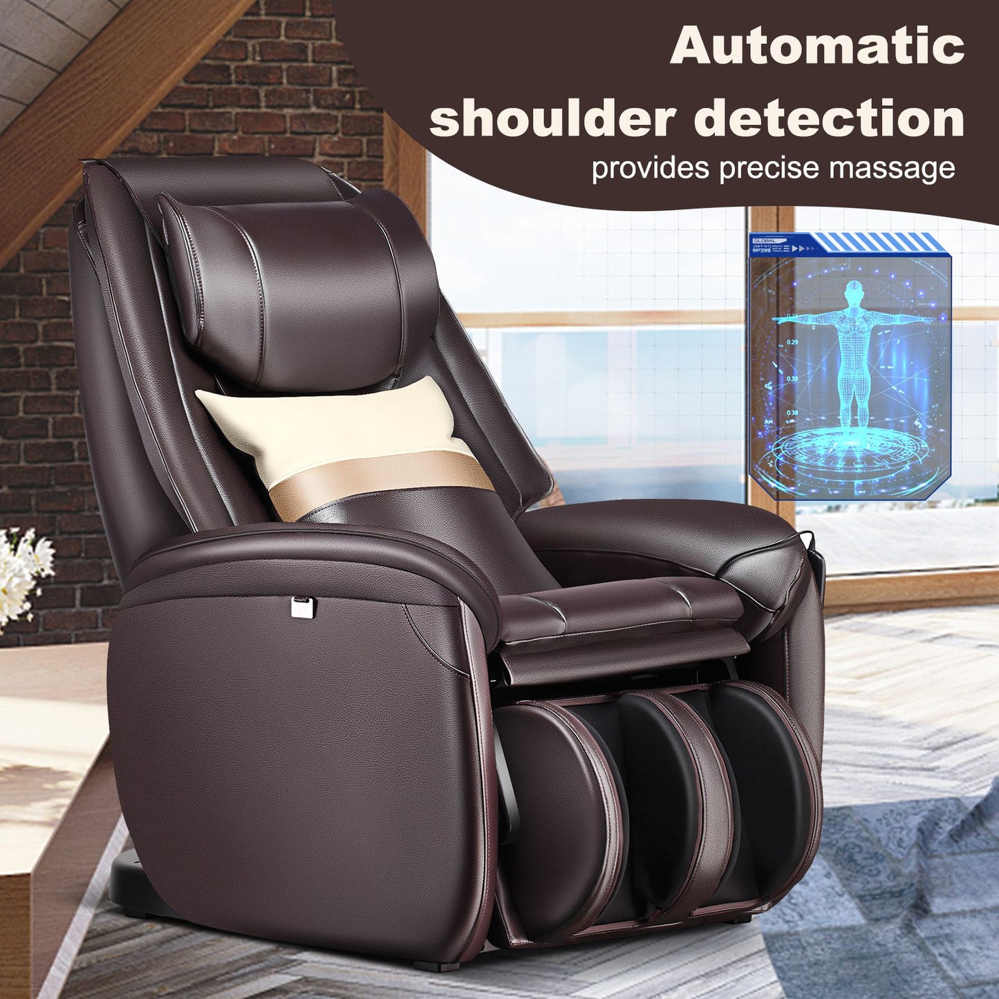 3D Zero Gravity Massage Chair with Full Body Massage and Back Heater-Brown